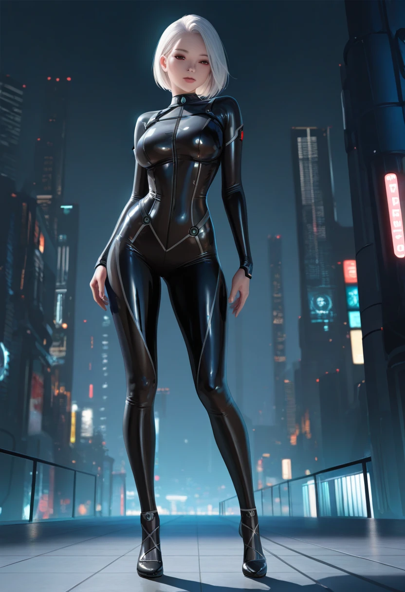 score_9, score_8_up,score_7_up,masterpiece, best quality, perfect anatomy, very aesthetic, official art, 8k,2D,illustration,1girl,shiny skin,wet oily skin,natural face,eyelashes,sidelocks,blunt bangs,,large_breasts,latex bodysuit,full-length zipper,cleavage cutout,cyber punk,night city,rooftop,, source_anime ,masterpiece,best quality,ultra detailed,high resolution,sharp focus,depth of field,