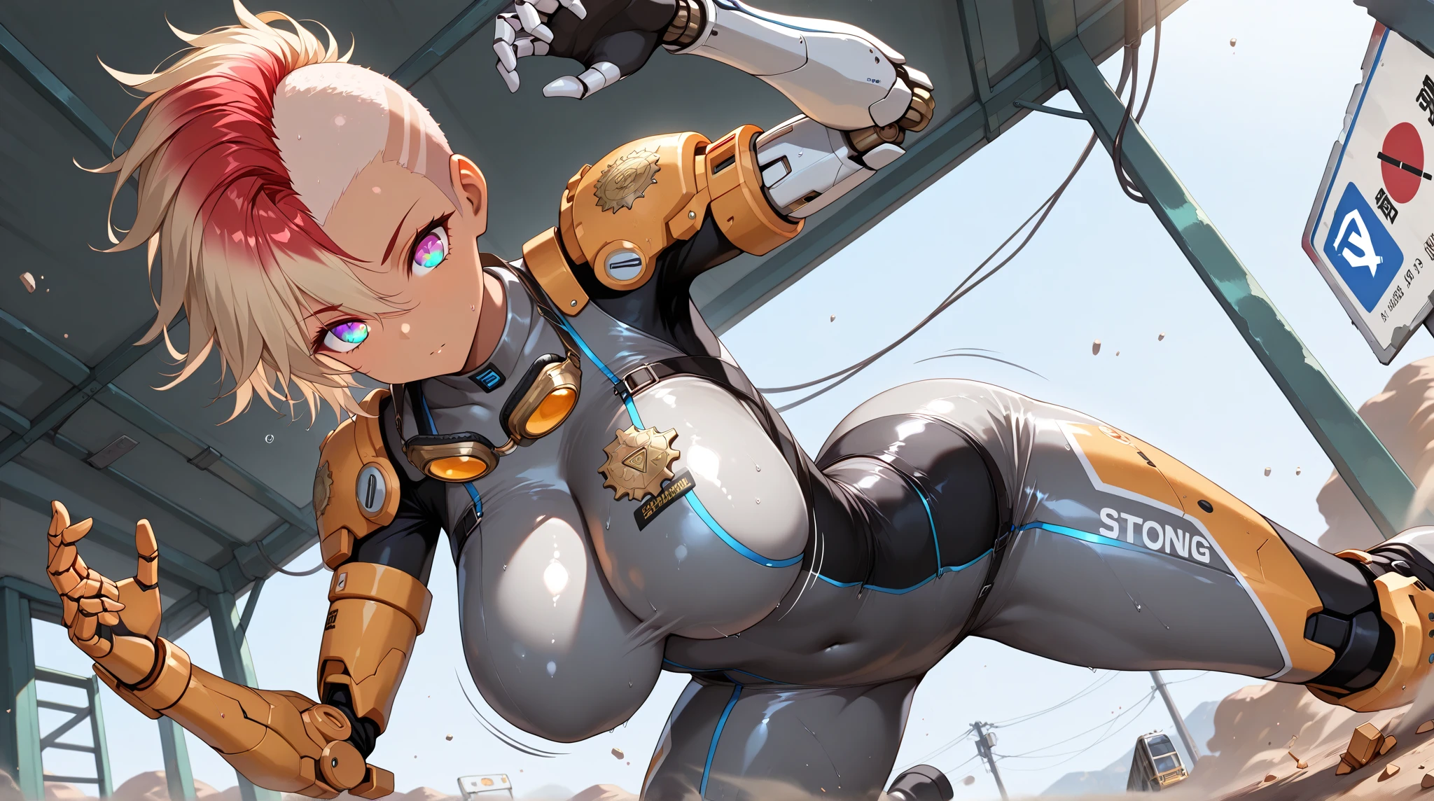 Anime style Girl dancing naked for men in armour of war, begging for attention, naked in high heels , blushing, bent over, men watching and yelling encouraging words, holding her ankles , warriors fighting monsters
