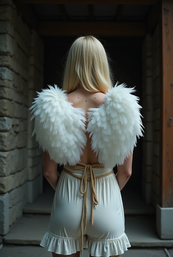 Chiara Ferragni wearing elegant artificial feather clothing and smiling