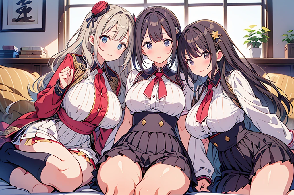 (Harem:1.2),4girls,quartet,squad,cowboyshot,pov,beautiful detailed eyes, detailed lips, long eyelashes, bright and vibrant colors, natural lighting,(best quality, 4k, highres), ultra-detailed, soft and smooth texture, no distractions, dreamlike sensation, slight bokeh effect,highlighting her figure,deformed and independented breasts,side by side,Different posing,surrounded by girls,(small breasts:0.5),Attractive girls,longing,(public facility:1.3),pajama party,on small bed