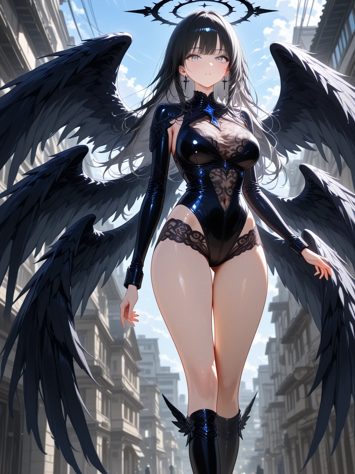 Kneeling, Wind, Full body portrait, bokeh, ((absurdres)) demonic succubus, electrical discharges, lightning from her hands, ((perfect whole body)), action pose, combat stance, ((ultra photorealistic)), Top quality, ((Photorealistic)), ((16k UHD)), High Definition, Unity 8K wallpaper, high res, ultra sharp, ((masterpiece)), best quality, ((intricate details)), busty, curvy hips, sheer lowleg panties (((detailed eyes))), (((perfect face))) (((detailed face))), masterpiece, combat stance with legs spread wide apart, highly detailed exquisite character art, melancholy lighting, (((perfectly detailed anatomy))) (((cinematic light))), ultra-realistic, (((1female))), shaved long white mohawk ,black skin, black complexion, blue eyes, gothic outfit, tattoo's, busty, see-through mesh panties, torn stockings, straddling over the viewer, legs spread wide open, black lips, hoop earrings, superpowers, weather witch, commanding the weather, wind, hail, lightning, clouds, avalanche, rain, thunder, flying, plump lips,