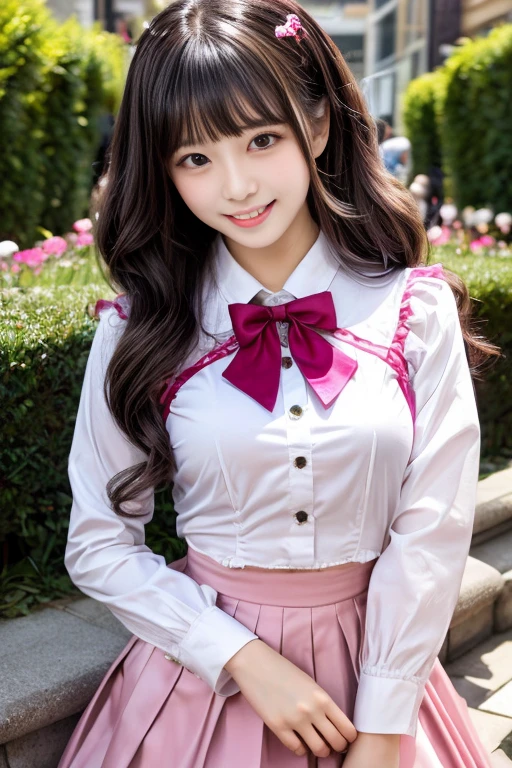 Cute Girls、high school girl、Idol、uniform、mini skirt、See-through、Pink cat ears、sit