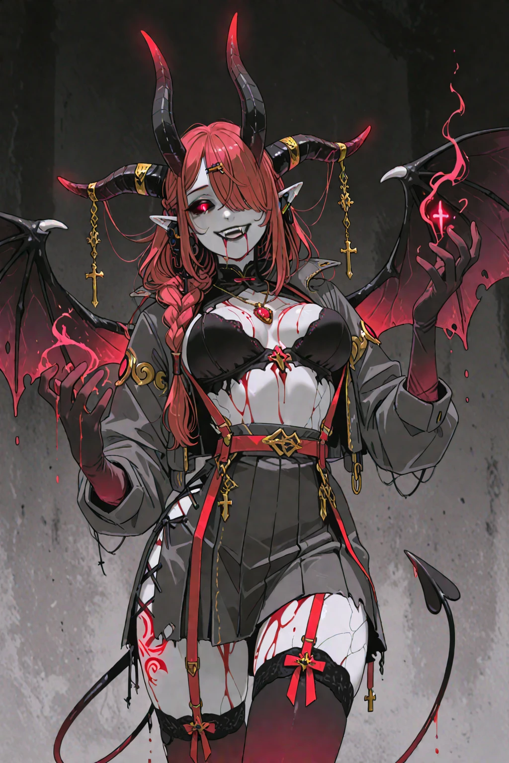 (simple background:1.2), ( white background:1.2), full body,
scifi,(monster girl:1.1), (pale skin:1.2),
monster girl, expressionless, small breasts, wings,
1girl, glasses, red eyes, red hair, suit, miniskirt,office lady,multicolored skin, colored skin, ,very short hair,
lifting a giant cube,
<lora:DemonicTech-20:0.8> demonictech
