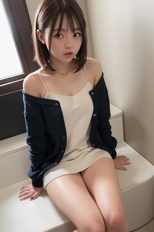 (((Japanese female elementary school student)))(9-year-old girl) ((((9-year-old girlが一人、solo)))) whole body写真 Full Shot Medium Hair A low ponytail ((((((Dark tanned skin))))))whole body Innocent Summer clothes Off the shoulder(((mesh)))sweater Micro Mini Skirt Loose cute Elementary School Girls' Changing Room Shot from between the legs Spread your legs Spread your legs Visible through the gap(Panties)