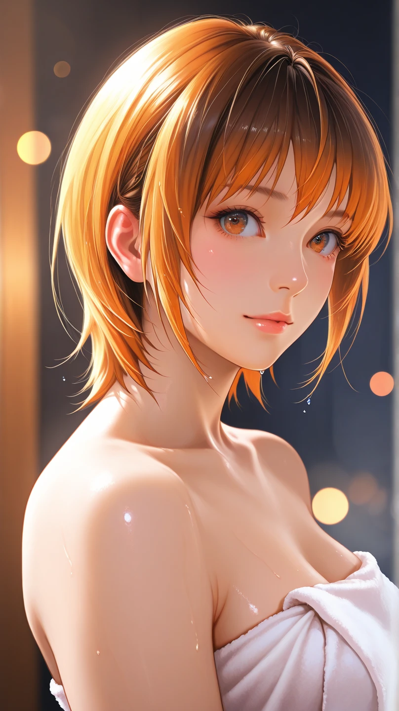 (8k hd, work of art, best qualityer, high qualiy, abSurdoS,roSto detalhado,detailed back ground),perfect lighting, 1 girl, McGingerMom,hair orange,Bobcut,(olhoS pretoS:1.25), pupilaS brancaS,cowboy shot, interiorcdonald&#39;S:1.3),(Suéter cinza:1.2),Sem fundo, ,peloS pubianoS, ((アニメ))