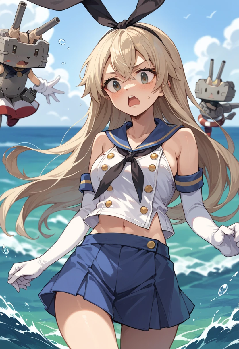 RIYO_(LYOMSNPMP) APRIL_FOOLS CHIBI,annasummer, 1girl, swimsuit, food, breasts, bikini, smile, innertube, necklace, looking at viewer, watermelon, wading, fruit, ass, thighs, ice, sky, skirt, puffy long sleeves, blue sky, grin, blue bikini, long sleeves, bare shoulders, doll<lora:anastasiamix-000009:1>