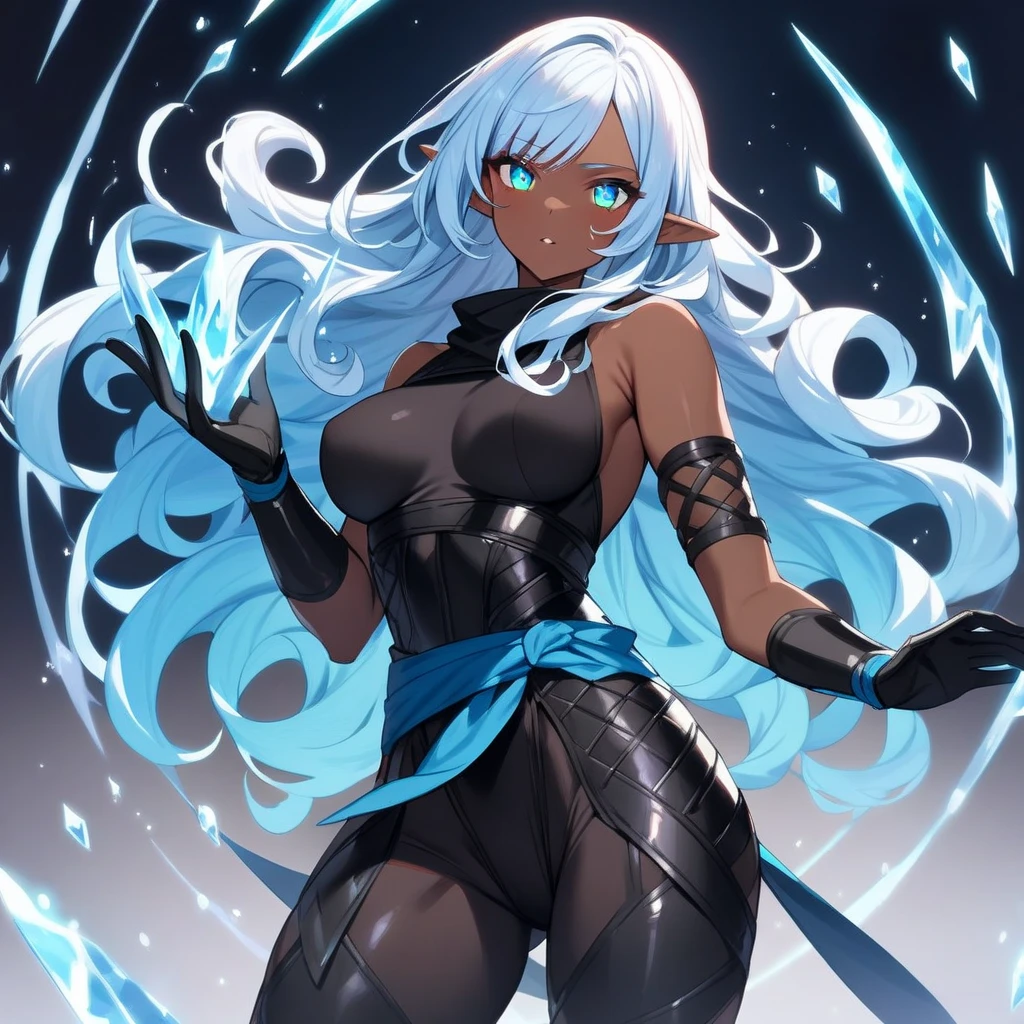 beautiful female summoner with ((blue skin)), masterpiece, high detail <lora:wakfu-osa:0.9>,