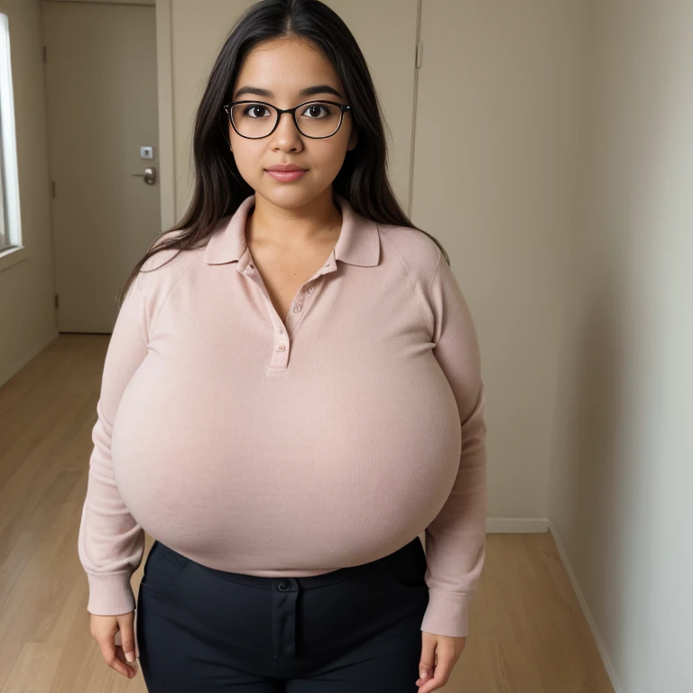 (best quality, ultra details, beautiful detailed face and eyes), young girl, fringed hair,  happy,porcelain skin, obese, fat, fat face, chubby cheeks, fat arms,a young girl,obese girl,girl with glasses,girl at fast food restaurant,girl sitting at table,girl eating fast food,happy expression, satisfied expression, not feel ashamed, excited, exposed belly,extremely detailed,highly detailed,realistic,photorealistic,hyperrealistic,vivid colors,masterpiece,8k,best quality,HDR,UHD,physically-based rendering,studio lighting,extreme detail description,sharp focus,vibrant colors,warm lighting,soft shadows,cinematic lighting,warm tones,girl eats, she is eating with big appetite,long black hair, glasses, brown eyes, oversized white shirt, black skirt, clothed belly, PreSiArt, fat
