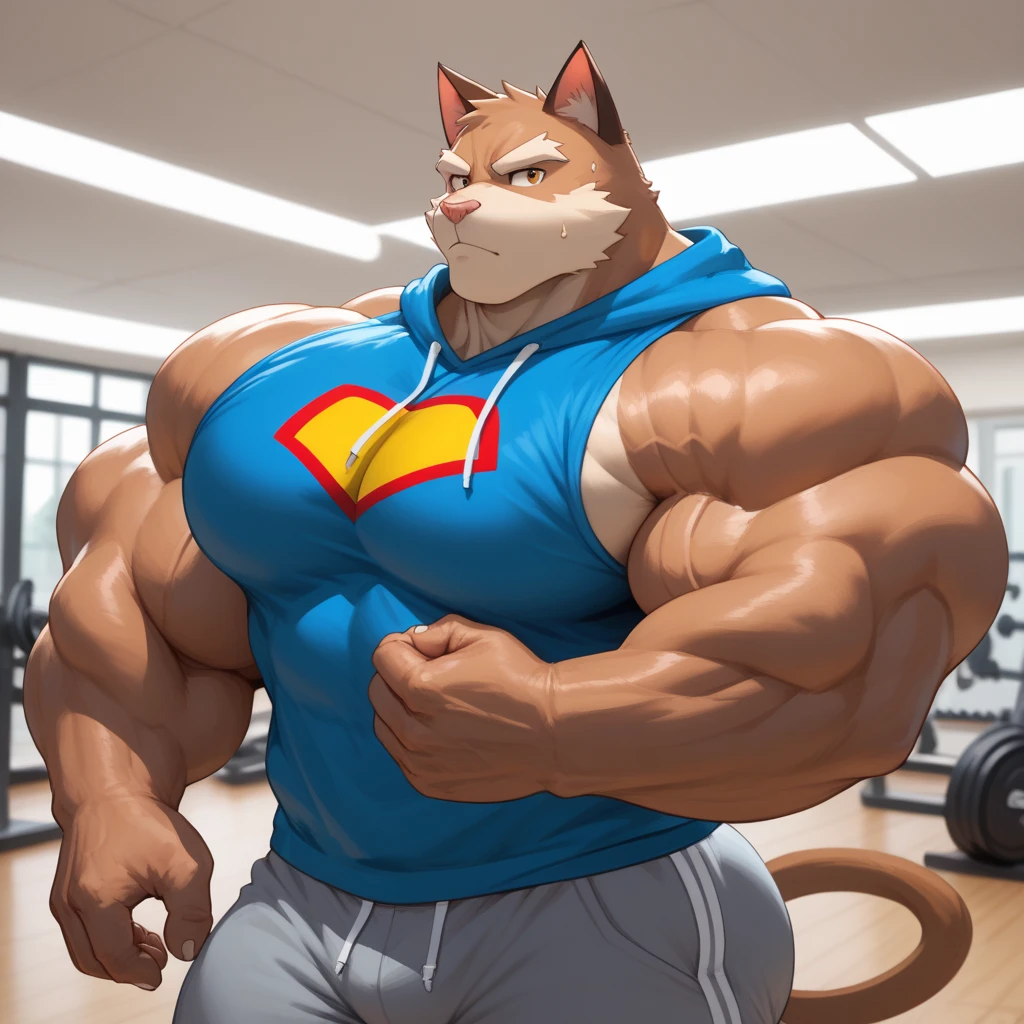 nj5furry, best quality, highres, masterpiece, ((detailed)), ((detailed fingers)), ((detailed eyes)), ((solo male)), <((tigerseven)), blue spandex bodysuit, red muffler, red gloves, screaming, angry, ((tied to a chair with a rope)), ((arms behind back)), bulge, precum>, bondage, (laboratory), discarded syringes, <lora:nj5furry-v2:1> <lora:tigersevenLoRA_v1:0.8>