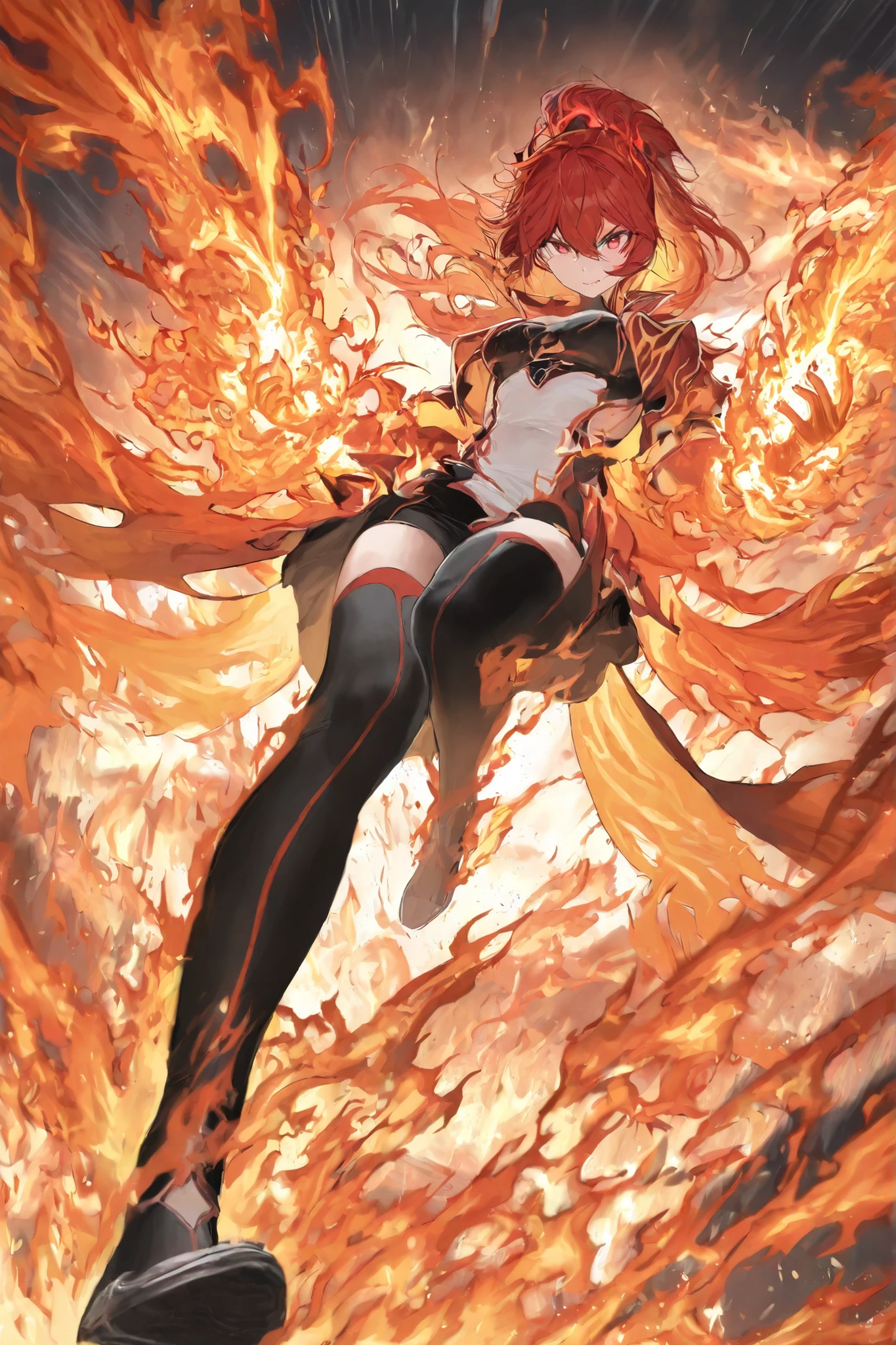 1baby loli anime girl, baby loli anime girl, yellow combined with orange and red eyes, light red hair, hoodie black and white with cow pattern, Bare feet, funny face, sweet smile, high quality, detailed, sharp, anime style, vibrant colors, smooth lines, beautiful, well-drawn, clean, elegant, expressive faces, accurate anatomy, well-proportioned, dynamic poses, stylish clothing, appealing character design, clear background, harmonious color scheme, bright, well-lit, soft shading, glossy eyes, detailed hair, natural expressions, high resolution, finely detailed, atmospheric, immersive, captivating, aesthetically pleasing, perfect composition, balanced lighting, artistic, fantasy, enchanting, unique, imaginative, vivid, striking, lively, carefully crafted, seamless blending, well-framed, polished, intricate patterns, crisp details, warm tones, realistic proportions, emotionally engaging, high contrast, rich textures, picturesque, well-executed, professional, sophisticated, storybook style, charming, graceful, youthful, iconic, clean lines, dynamic lighting, ethereal, meticulously detailed, high aesthetic value, enchanting characters, visually stunning, balanced composition, colorful, delightful, high fidelity, whimsical, masterfully drawn