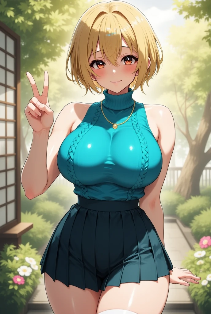 best quality, masterpiece, 1girl, (solo:1.1), raytracing, ultra detailed,detailed face, 8k wallpaper, (wide hips:0.8), <lora:more_details:0.5>, smile, outdoor, <lora:CarrotOP_NDV:0.7>, CarrotOP_NDV, 1girl, blonde hair, large breasts, (rabbit face), short hair, red eyes, orange dress, green capelete, rabbit ears, rabbit girl