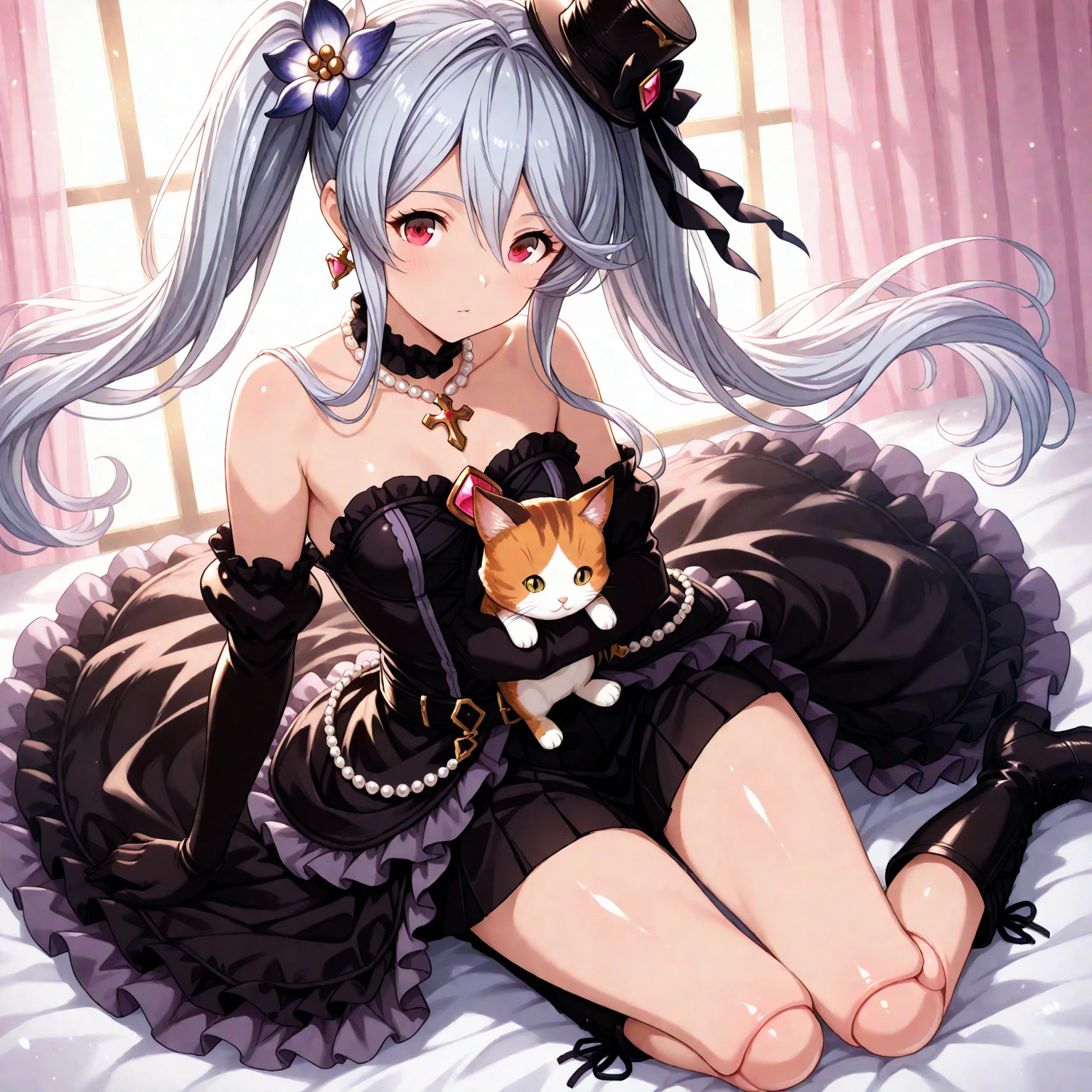 ((masterpiece)), ((highest quality)), ((8K)), High resolution, 1 girl, Cat ear, white skin, medium breasts, aqua eye, megami magazine