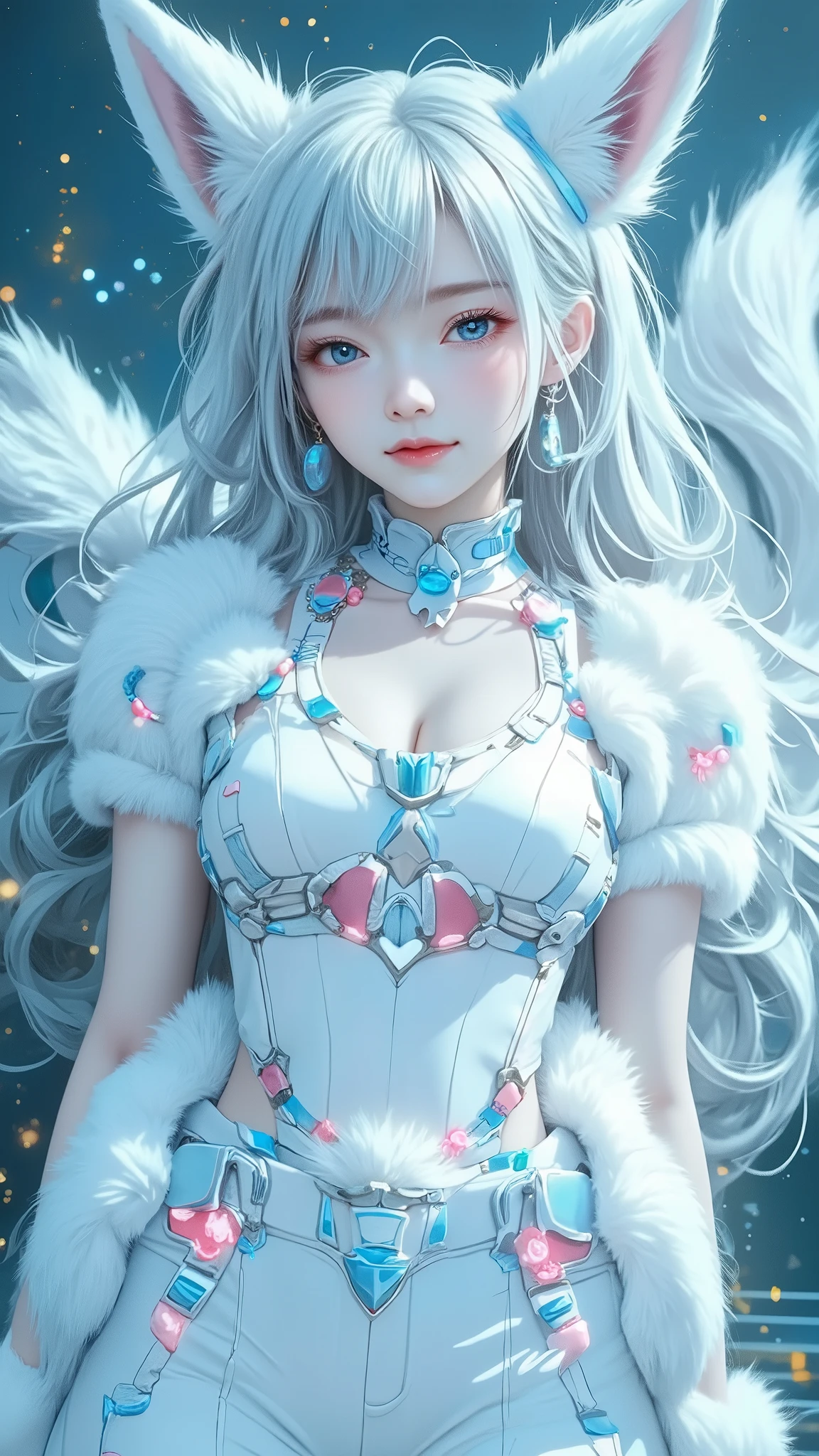 Anime, Anime style, masterpiece, best Quality, beautiful detailed eyes, beautiful detailed lips, detailed eyes and face, Quality_masterpiece, Detailed depiction of skin, solo, covered in hair, anthro, covered in hair leopard, Woman, Young adult, pink fur , soft and fluffy fur, 手足の代わりに Meatballs , Foxtail, leopard ear , Meatballs , beautiful , Attractive, Glamorous Body, big breasts, huge ass, Very Thick Thighs, pretty face, medium hair, messy hair, gray hair, blue eyes, exciting, happy, Smile Yang, mini tank top covered with fur leopards, visible abdomen , wearing sports shorts