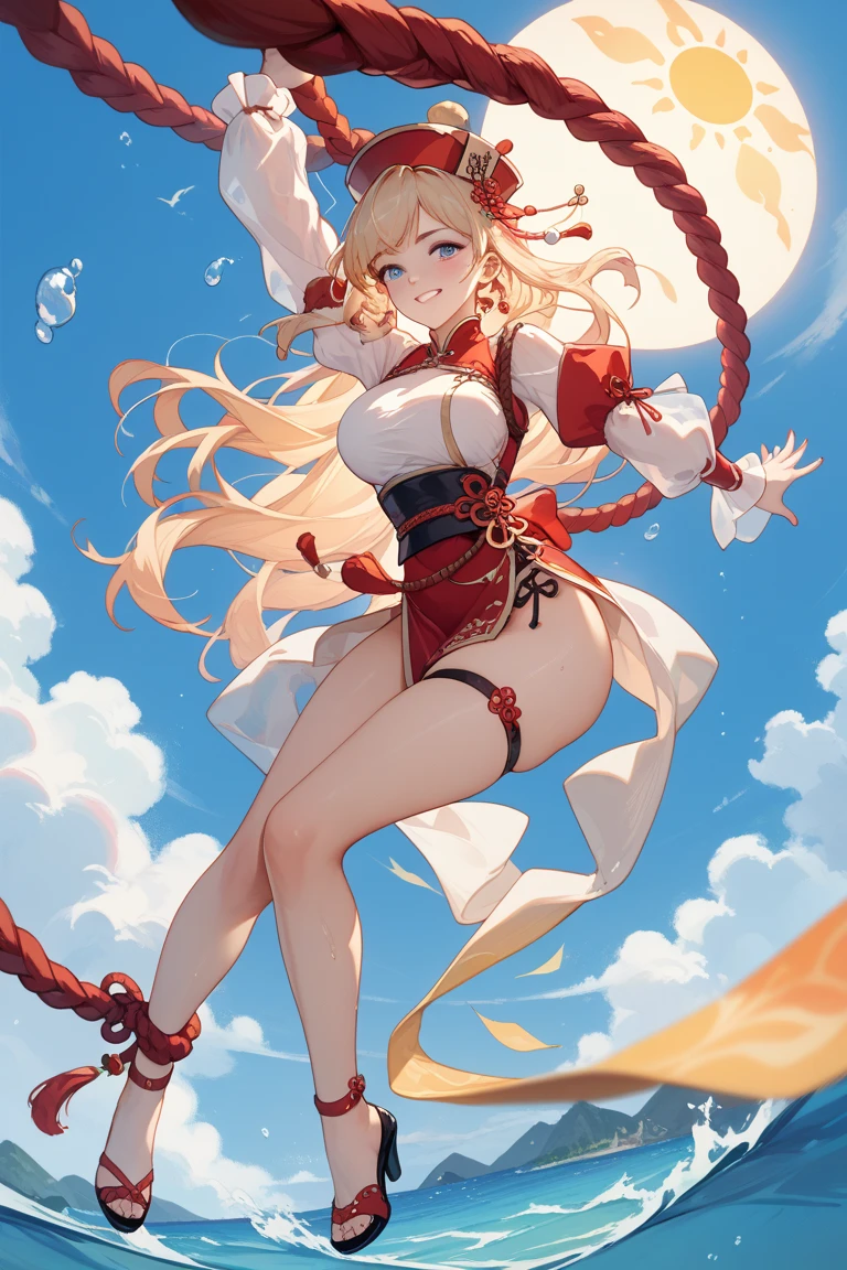 girl, looking at you, Face, High quality, Radiant, natta, red velvet,under big full moon、Looking up at the moon、fullmoon、((((huge-breasted)))),Chibi