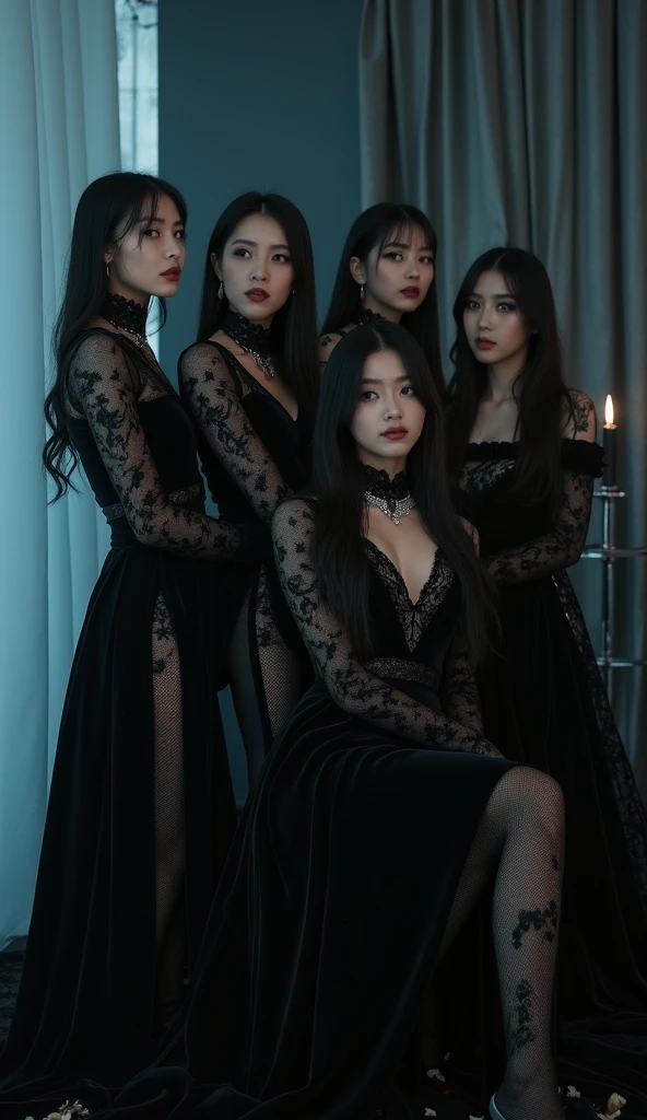 female kpop group, of 8 members with a mature concept,Let's call it Black Angel