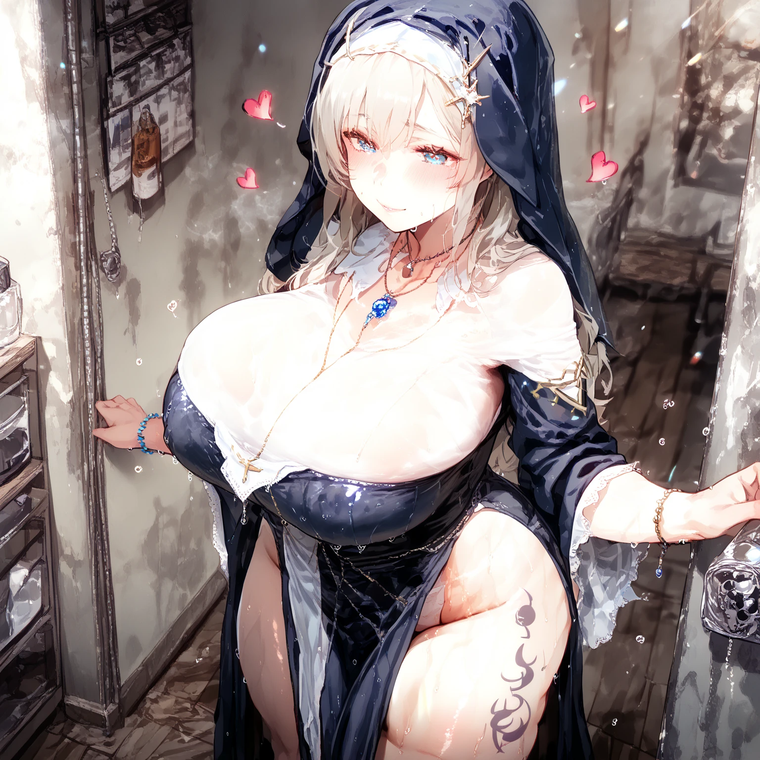 ((1 skeleton woman alone)),((bandages on arms and legs))),((completely naked, naked pussy, Huge breasts, naked breasts)),((very long brown and white hair, two-color hair) ),((blue eyes, hopeless face)),((stand, 1 arm behind your back)),In a haunted forest, at night,