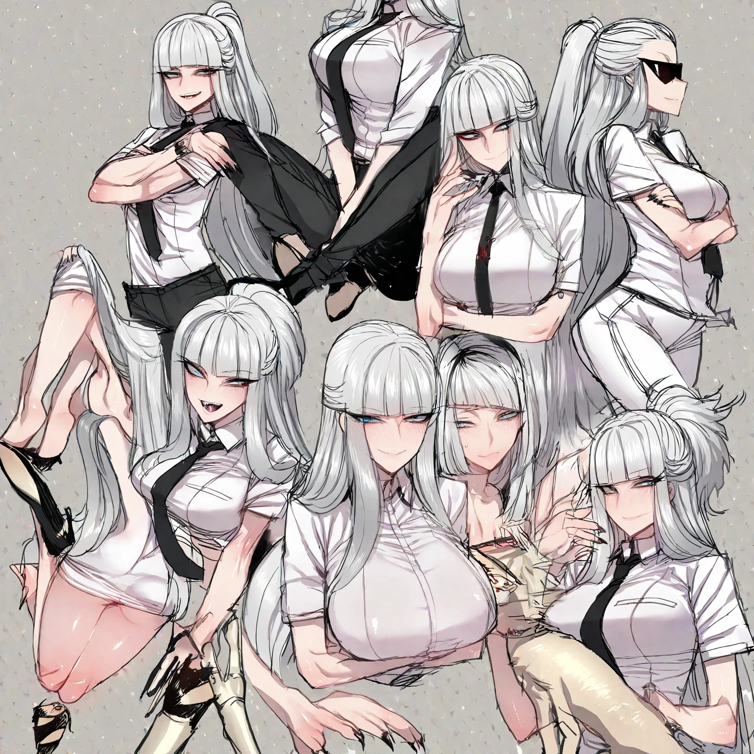 Dibujo de tinta de una profesora bella mujer, profesora, con bocetos, 64k,negro en blanco, dibujado con tinta, character sheet, fondo blanco, Poses de personajes, fondo de escuela