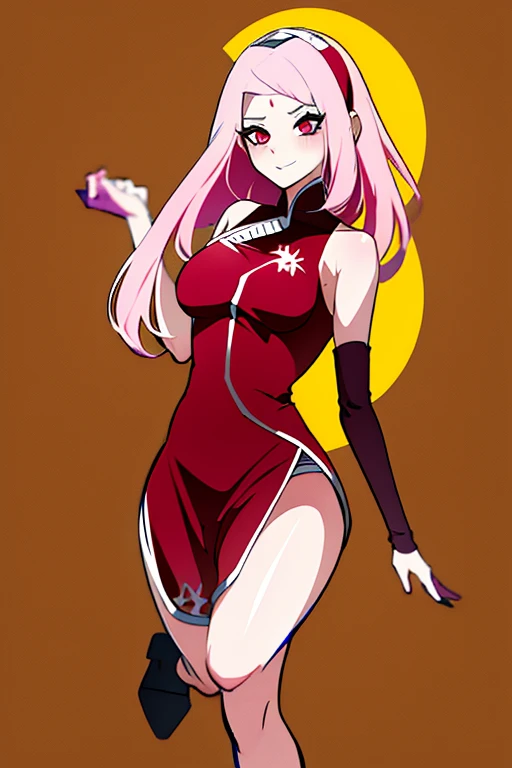 1in kinu-sensei artstyle, Kinu Nishimura style, muted pastel colors, 1girl, tanned female, curvaceous figure, medium breasts, large hips, hourglass figure, solo, pelvic curtain, bare shoulders, bare legs, reploid, In this detailed image, we see a Reploid character from the "Mega Man X" series, specifically with the design from "Mega Man X8." The Reploid features a futuristic and functional design, incorporating a blend of traditional and mechanical aesthetics. The character is depicted in a full-body armor suit predominantly colored in vibrant greens, with contrasting red and white accents, kinu-sensei artstyle,