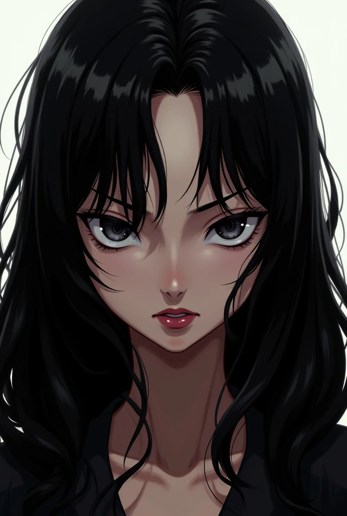 Black and white picture with a girl that looks like Yoruichi from bleach has long hair 