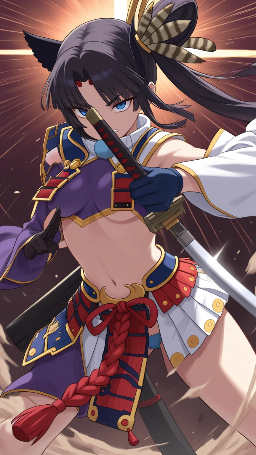 mariakurose, maria kurose, (three heads) (3heads:1.5), long hair, black hair, (red eyes:1.3), mole, mole under eye, large breast, Hot girl, baddie, staring, glaring, bad attitude, mean girl, dare, angry, hate, crazy, smoking, sensual, attractive,
blush, lipstick, masterpiece, best quality, highly detailed, fantasy , a anime girls in armored dress holding a sword
posing for a picture, cute smile, smile, open mouth, breastplate with open cleavage, cleavage, very huge breasts, warrior
outfit, ecchi anime style, anime girls, ecchi style, (nsfw) not safe for work, ecchi, digital anime art!!, in
anime style, official artwork, visual novel cg, beautiful anime girl, anime style 4 k , loincloth, exposed
belly, exposed navel, exposed midriff, exposed lower belly, pencil skirt armored, castle,inside castle,