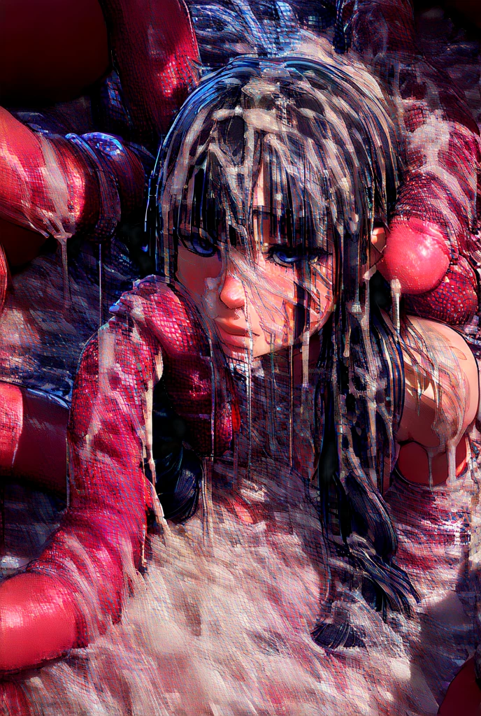 Asian school girl is being raped by ((too many wet tentacles)) covered with saliva