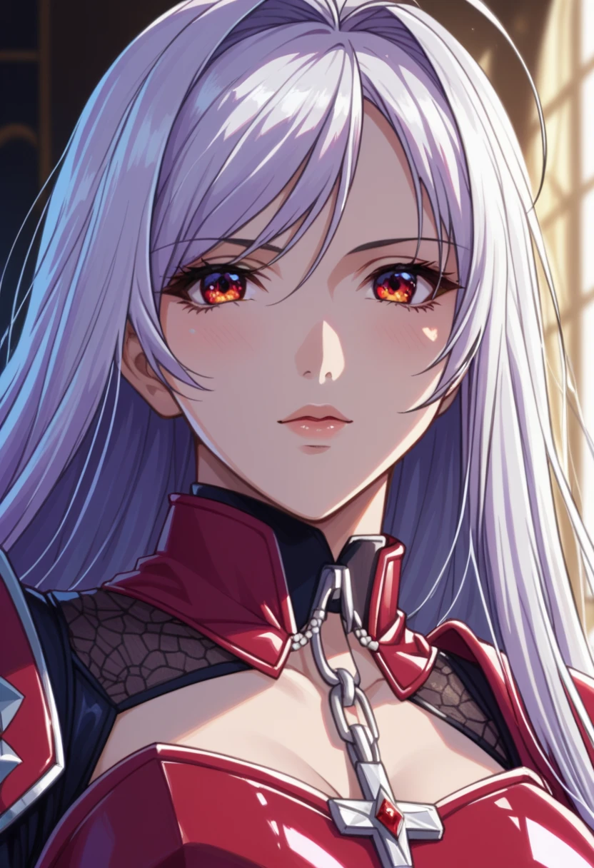 Perfect face, sitting, looking at viewer 