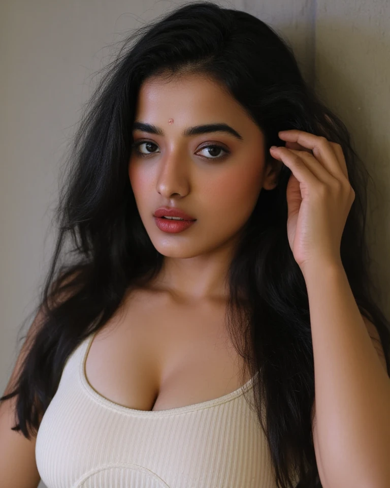 ((Realistic lighting、top-quality、8K、rea chakraborty, tmasterpiece:1.3))、Clear focus:1.2、Girl vs、perfect figure beautiful woman:1.4、Slim abs:1.1、((Dark brown hair、Big:1.3))、(Acceleration:1.4)、street、Tall、Slender face、Narrow eyes、double eyelid、Swaying hair、Exposed cleavage、Gilet blanc