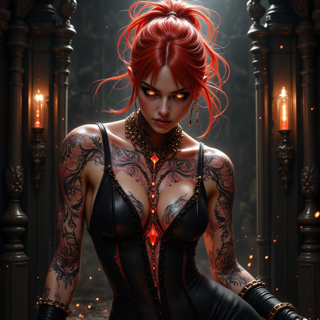 Alice
Red-haired beast - crystal, sadness, glamor, vintage, broken glass, Through the Looking Glass... flame, all beauty in one person, wind in hair, cruelty, horror, fantasy, eroticart, erotic, beautiful altushka, tattoo, freckles, 3/4 angle, textured graphics