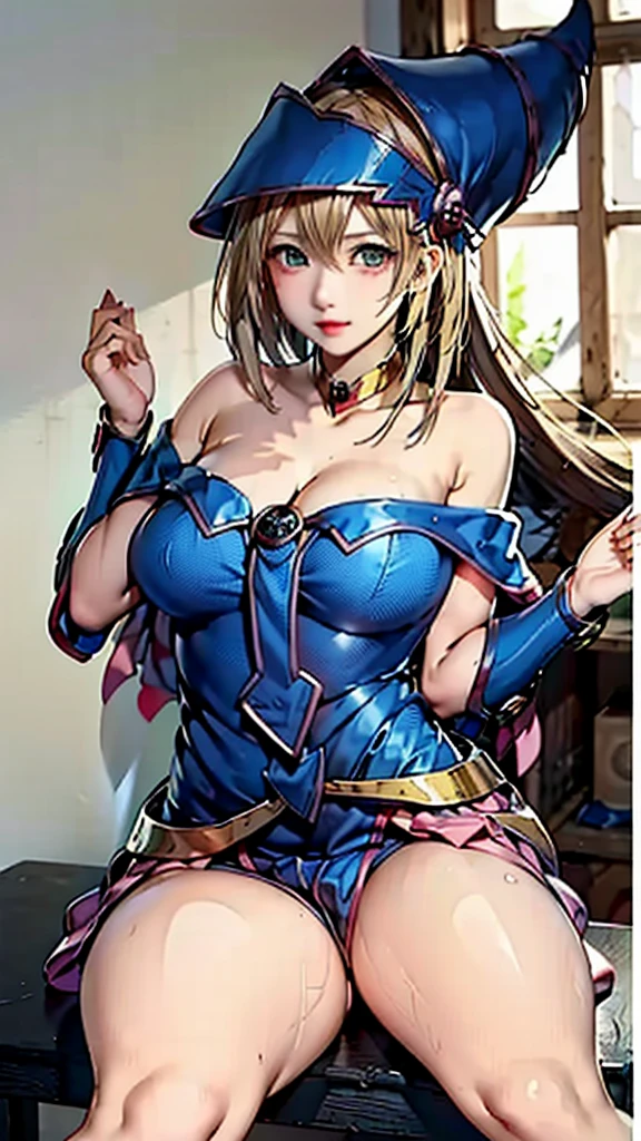 masterpiece, best quality, 1girl, skinny, petite, narrow waist, long hair, (spiky hair hair:1.1), Lime green hair, red eyes, huge breasts, breast curtains, china dress, pelvic curtain, thighhighs, armband, choker, jewelry, straight-on, standing, thighs, makeup, smile, looking at viewer, sharp focus, (8k), (4k), (Masterpiece), (Best Quality), realistic skin texture, extremely detailed, intricate, hyper detailed, illustration, soft lighting, high resolution, sharp detail, vivid, colorful, indoors, living room, flat screen tv, rich, prestige, detailed background, <lora:add_detail:0.6> <lora:horizon:0.85>