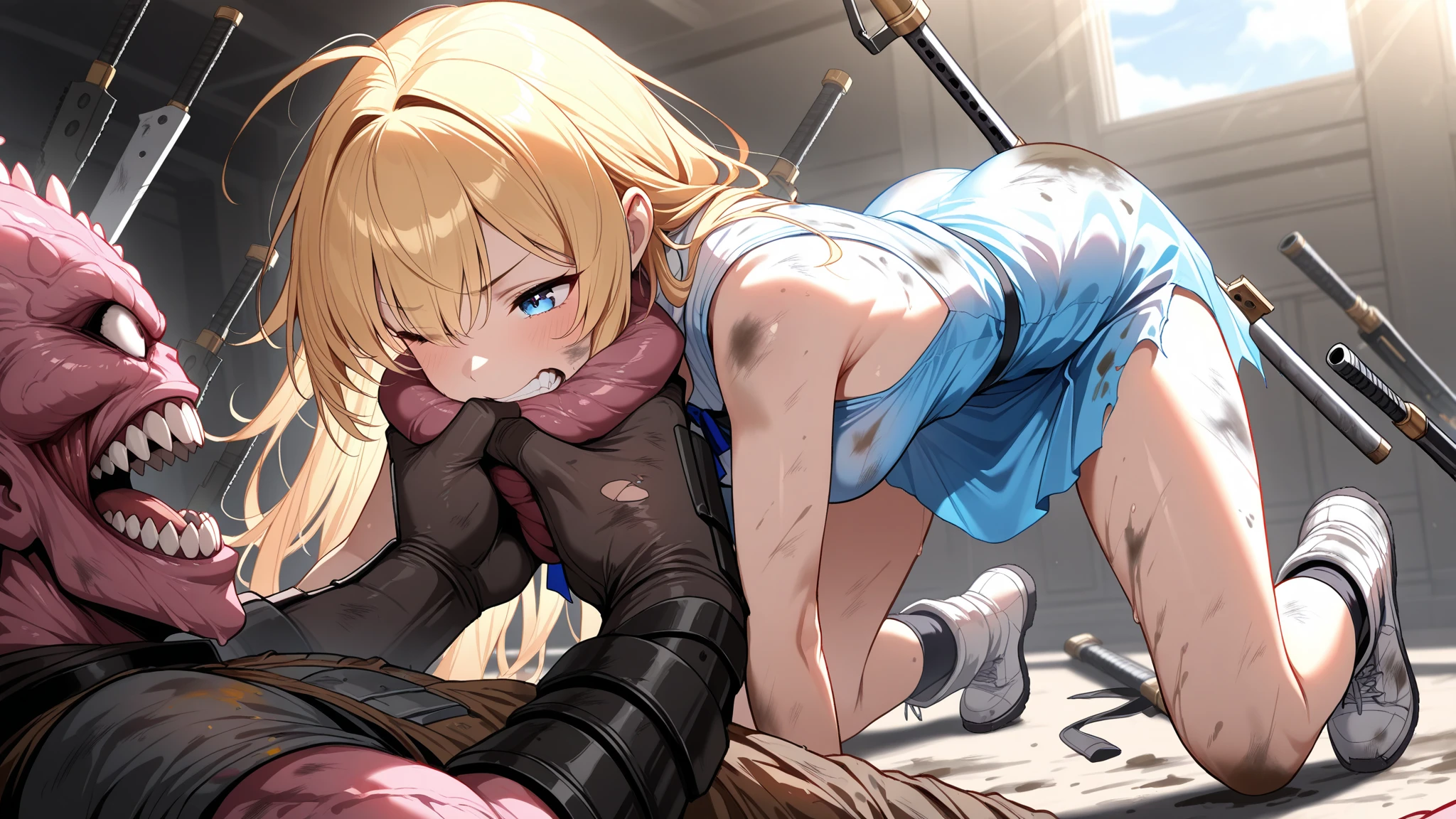 Anime. Girl. Cutie. Slave. Dirty tunic. Torn tunic. Slave collar. Shackles. Barefoot. Cold. Runny nose. Nasal mucus. Snot flows from the nose. Sneeze. Sneezing. Strong, desperate desire to sneeze. She sneezed. Snot flowed from the nose when sneezing. Handkerchief. Cover your nose with your hand. Blows his nose. Urinary incontinence. Urination. Urine. Strong urge to pee. She pees on the floor. She peed herself. Diarrhea. Defecation. Poop. Strong desire to poop. She pooped in her panties. She shit herself. Standing. Slave market. Sneezing fetish. Omorashi. Scat. Full height. Whole body. A high resolution. Ultra resolution.