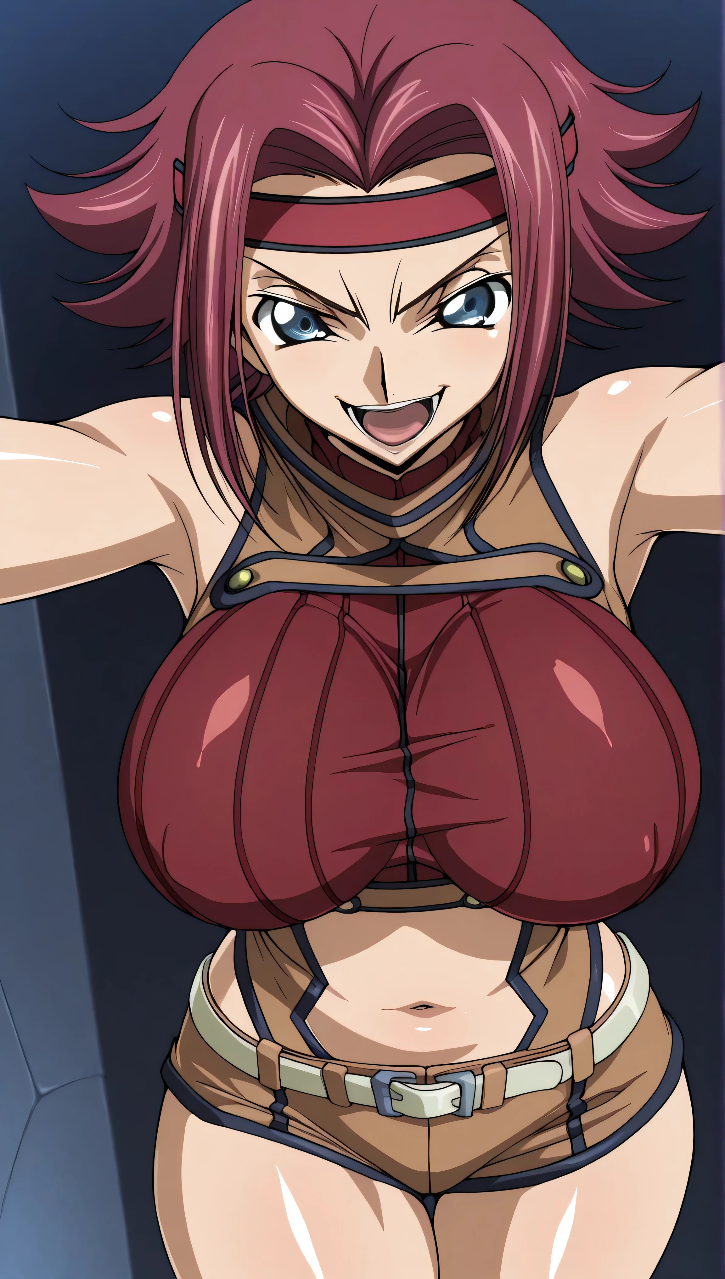 masterpiece, best quality, anime art style, cattleya, dark skin, pointed ears, fiery red hair, short hair, messy hair, crimson eyes, huge breasts, black dress <lora:arifuretaFromCommonplaceTo_01:0.8>