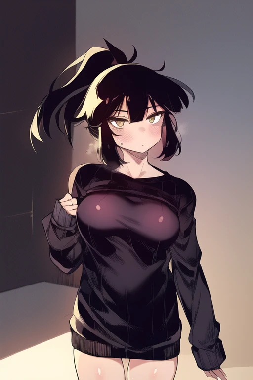 sad girl muscular muscular muscular breasts breasts breasts thick thick thick thick black hair yellow eyes pale skin pale skin thick thick thick long sleeve dark atmosphere thick thick thick thick thick thick muscular simple background sad sad sad girl sad girl tigth shirt ((sex sex sex sex))