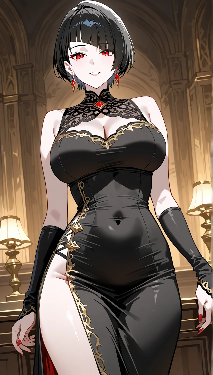 Solo, girl, black hair, slender, big