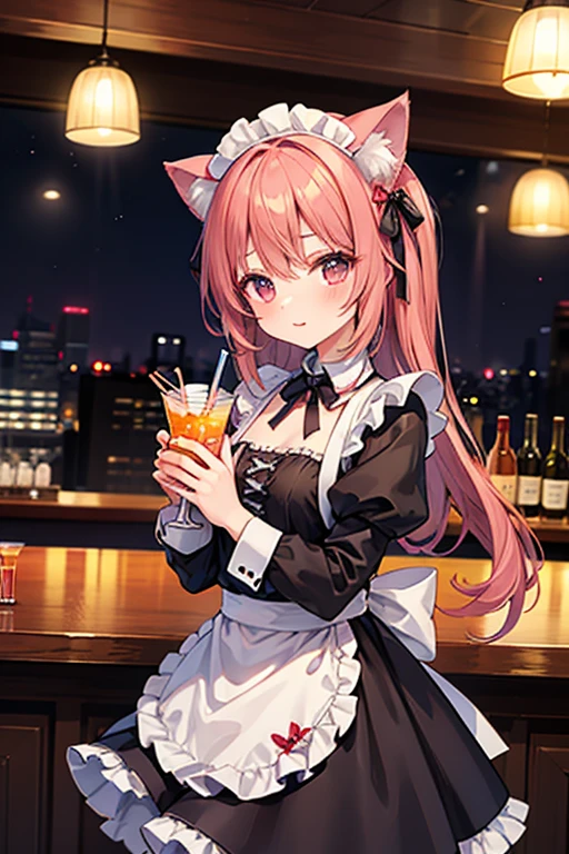 Simply high quality, a fantastical and cute magical girl, a bar at night, and gorgeous colors