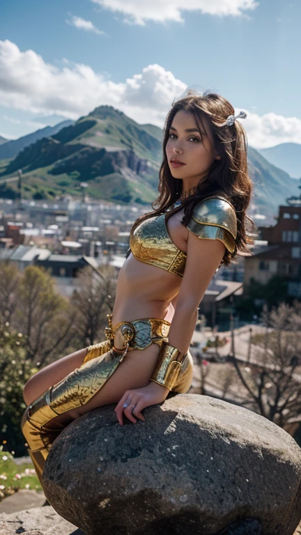 masterpiece, Highest quality, 超High resolution, Realistic skin texture, Armature, (Realistic:1.4), High resolution, RAW Photos, 1 Girl, Shiny skin, (Detail Skin:1.2), Realistic skin texture, Best lighting, Wearing red pants, (Perfect breasts:1.3), Shine, Mech Armor, (short hair:1.2), (Pegasus Seiya:1.2), Wearing a helmet with wings, Dramatic lighting, Dynamic pose, (Greek temple background:1.3), Night Sky, universe, milky way,