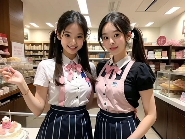 Twin High School Girls、Eating convenience store pudding together