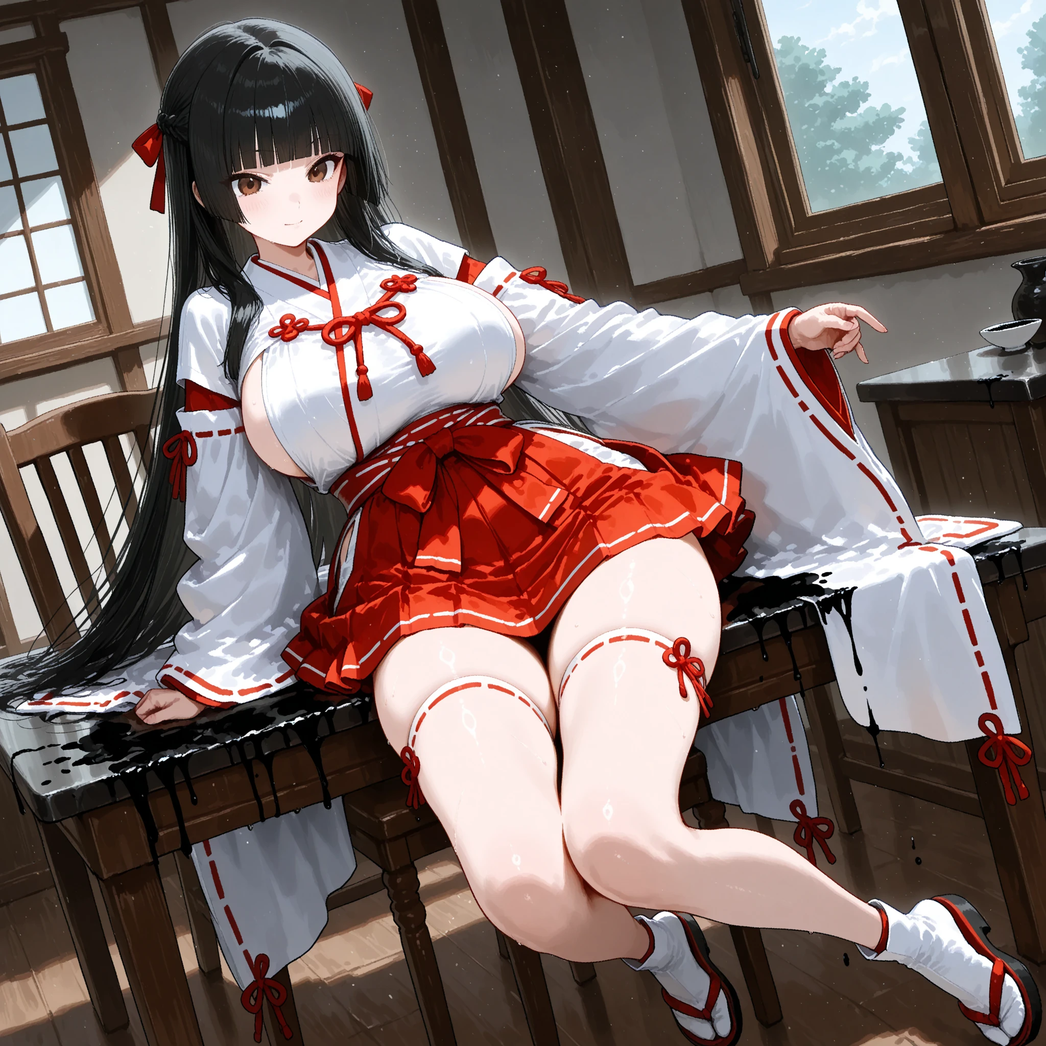 best quality ,masterpiece, illustration, an extremely delicate and beautiful, extremely detailed ,CG ,unity ,8k wallpaper, Amazing, finely detail, masterpiece,best quality,official art,extremely detailed CG unity 8k wallpaper,absurdres, incredibly absurdres, huge filesize , ultra-detailed, highres, extremely detailed,beautiful detailed girl, extremely detailed eyes and face, beautiful detailed eyes,light on face,(Hanfu:1.1),1girl, full body,full-body ,shot,,masterpiece,1girl,solo,black hair,white dress,cleavage, white thighhighs, lake,wet