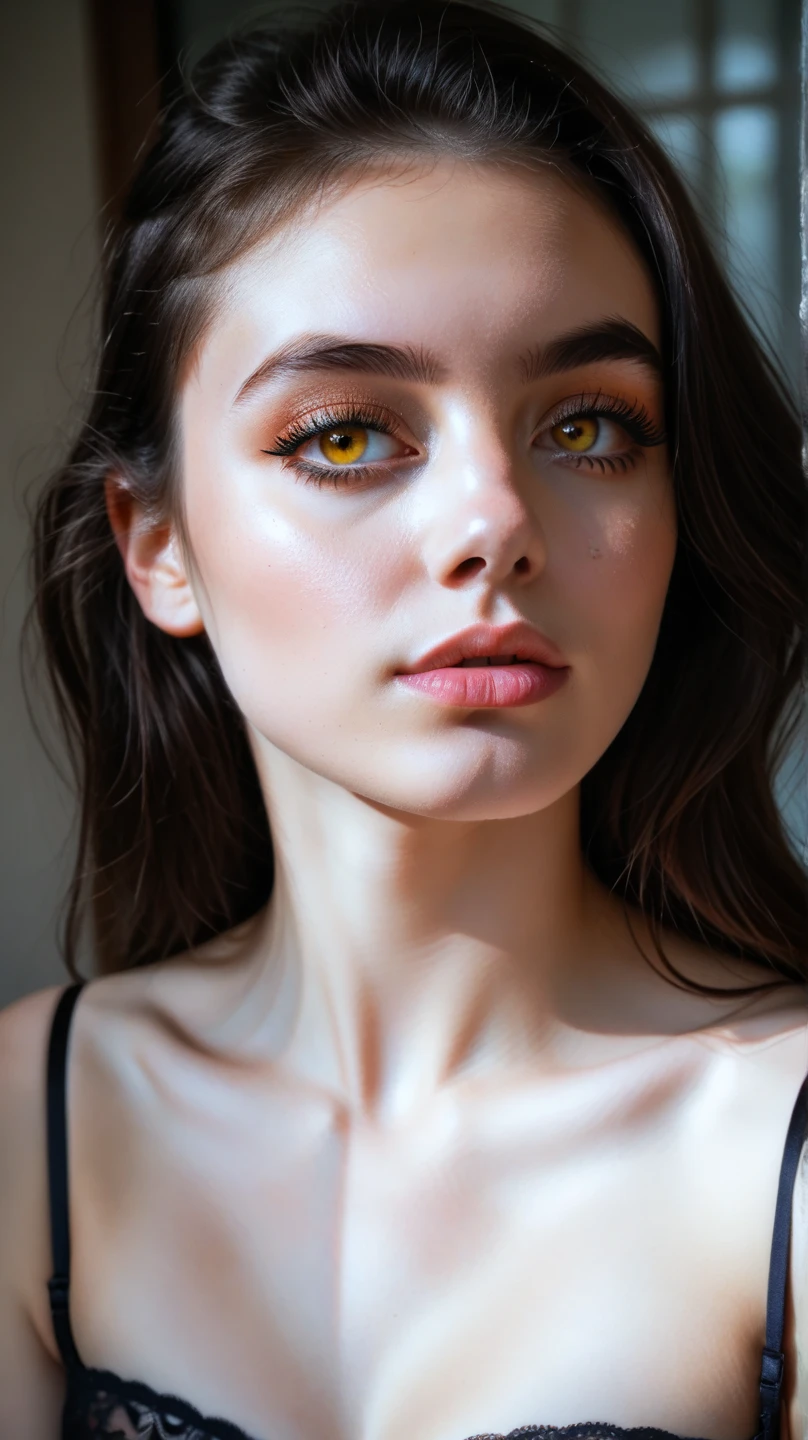Beautiful naked girl, Beautiful yellow eyes, No panties