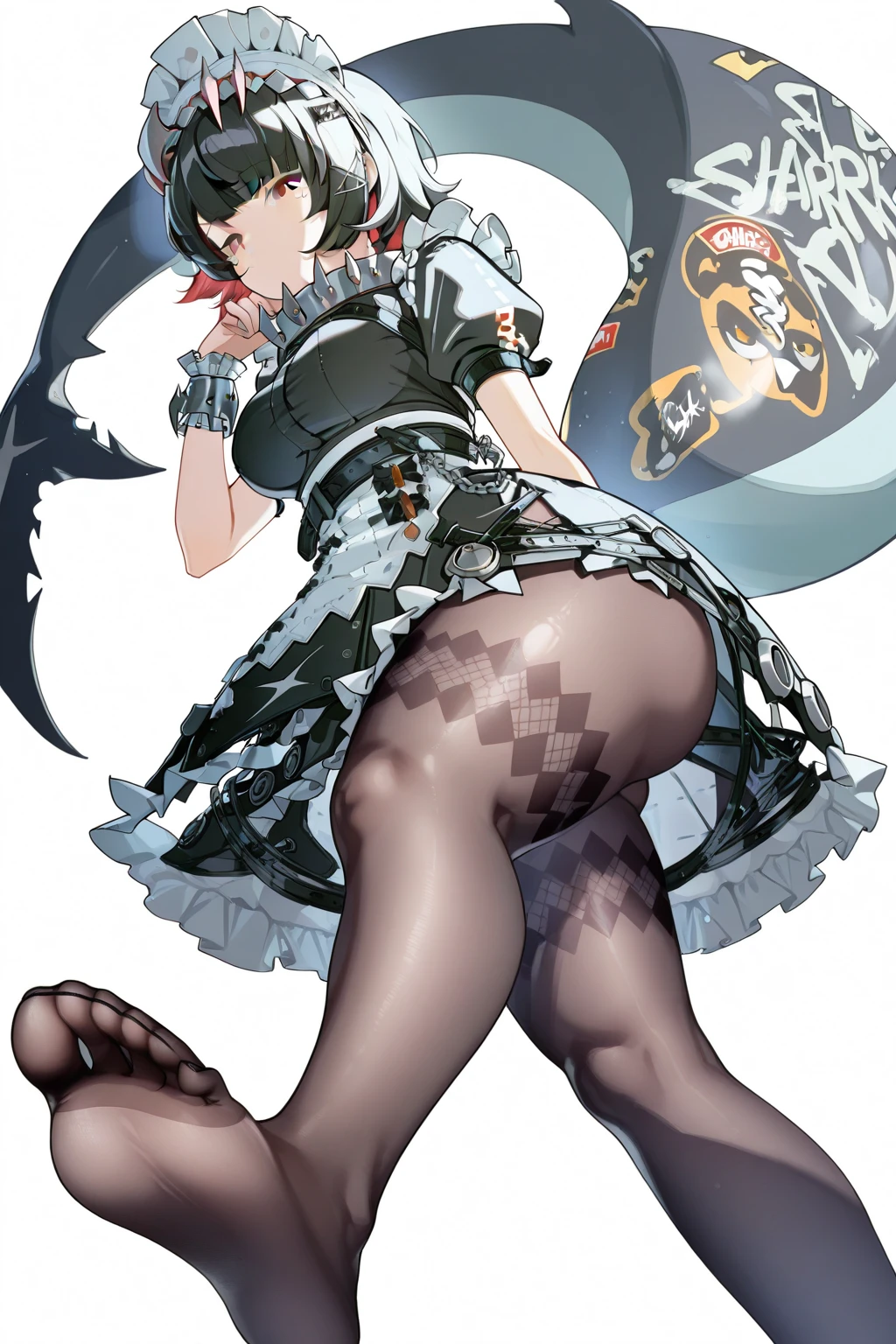 (High resolution,realist:1.2),beautiful,beautiful mother , in a kitchen, mother with apron, mother with red and sexy underwear, lifts her skirt to show her underwear, happy look blue hair, small breasts.