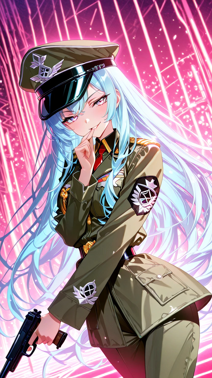 (tmasterpiece,best qualtiy) Medium Shot Shot, A detailed, 1girll, coat large, cigarettes, dead eyes, Chilling, earnestly,