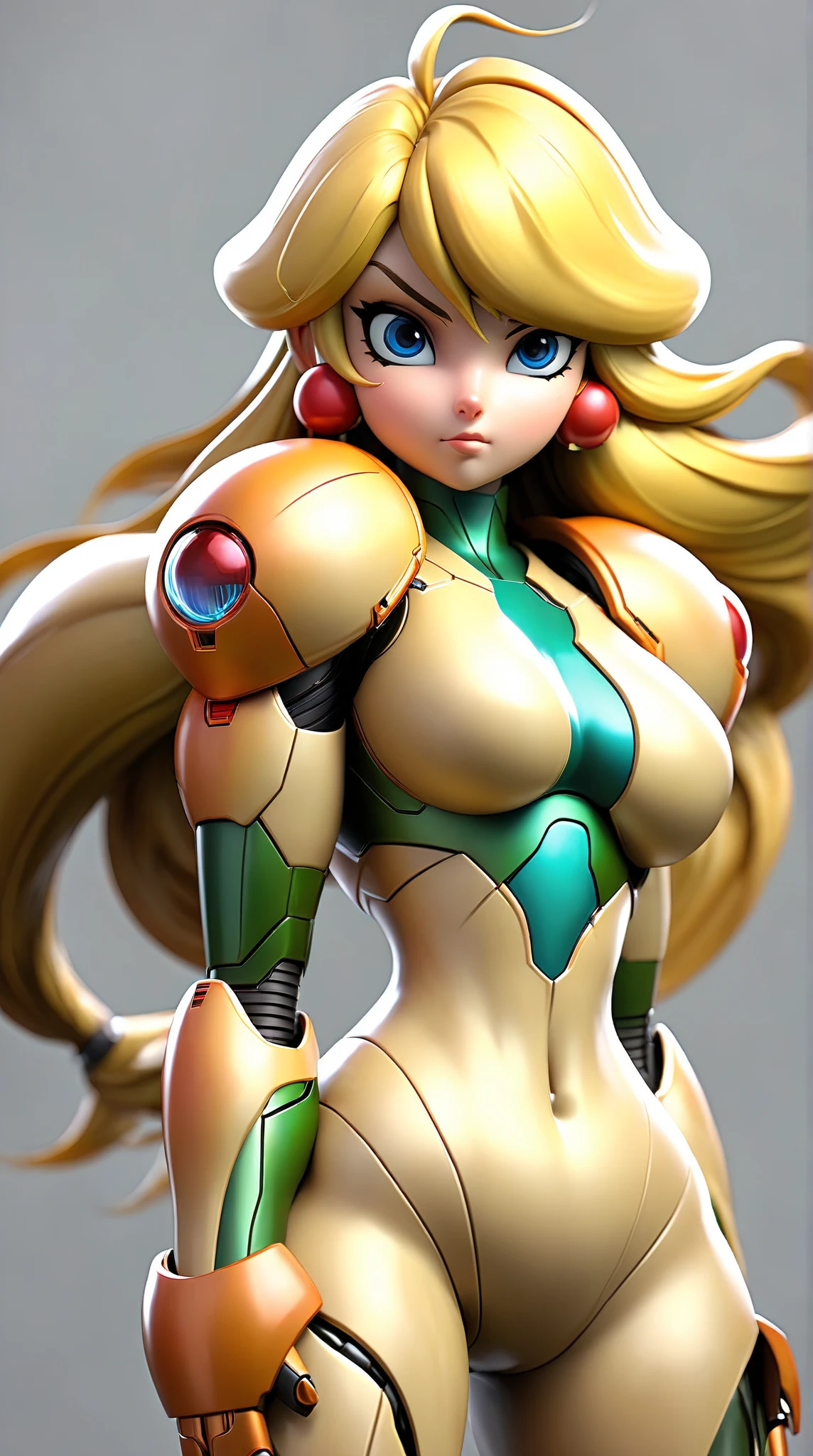 [curly brace], [uploaded to e621.net: (wamudraws), (napalm_express)], ((masterpiece)), ((front view)), ((cowboy shot)), ((solo portrait)), ((cute)), ((HD)), ((High quality)), ((anime)), ((detailed shading)), ((beautiful render art)), ((intricate details)), {android; (white robotic skin), cute green eyes, long blonde hair, short eyelashes, (gorgeous hips), (beautiful legs), (camel toe), (excited smile), (white teeth)}, {(green bikini), (cleavage), (green antenna on ears)}, {(standing), (arms at side), (looking ahead)}, [Background; (beach), (beautiful ocean), (blue sky), (sun rays)]