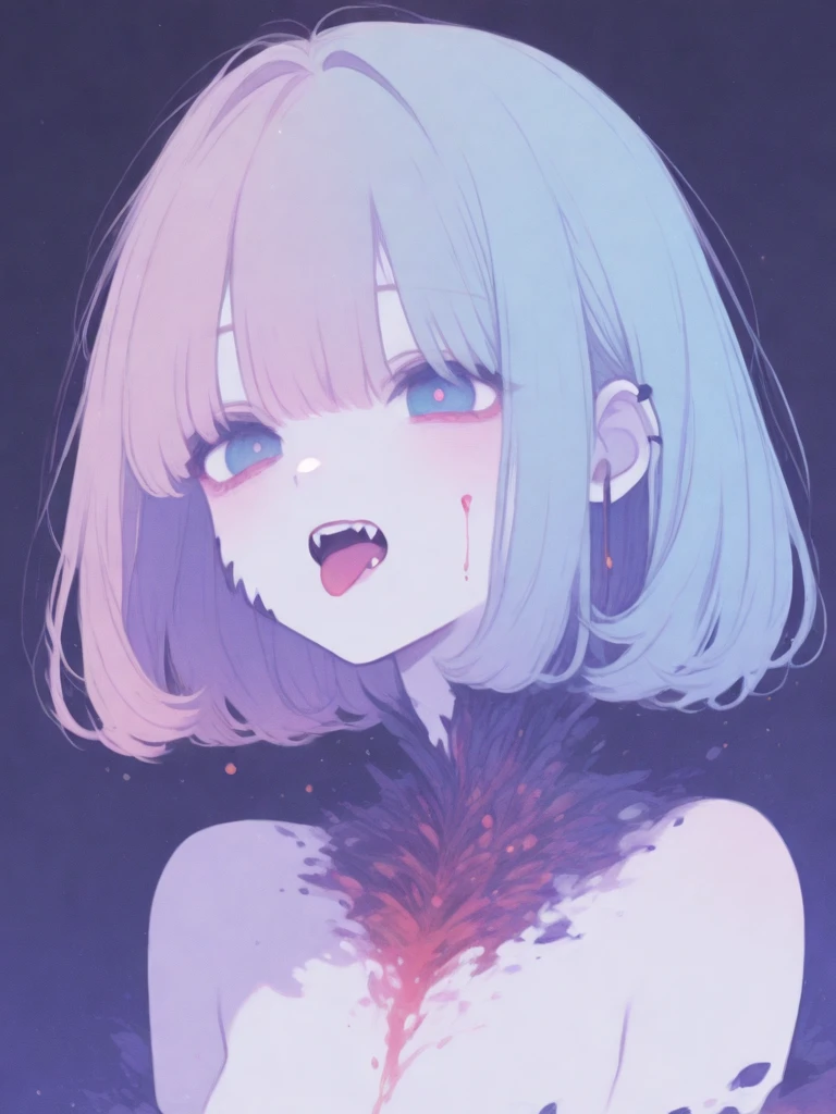(masterpiece, best quality:1.1),
flat color,girl opened her mouth wide and was breathing out for viewer,cute face,teen,cold shoulder cropped t-shirt,room,soft lighting,very happy,dynamic angle,photographic portrait,shiny lip,wet tongue,saliva,