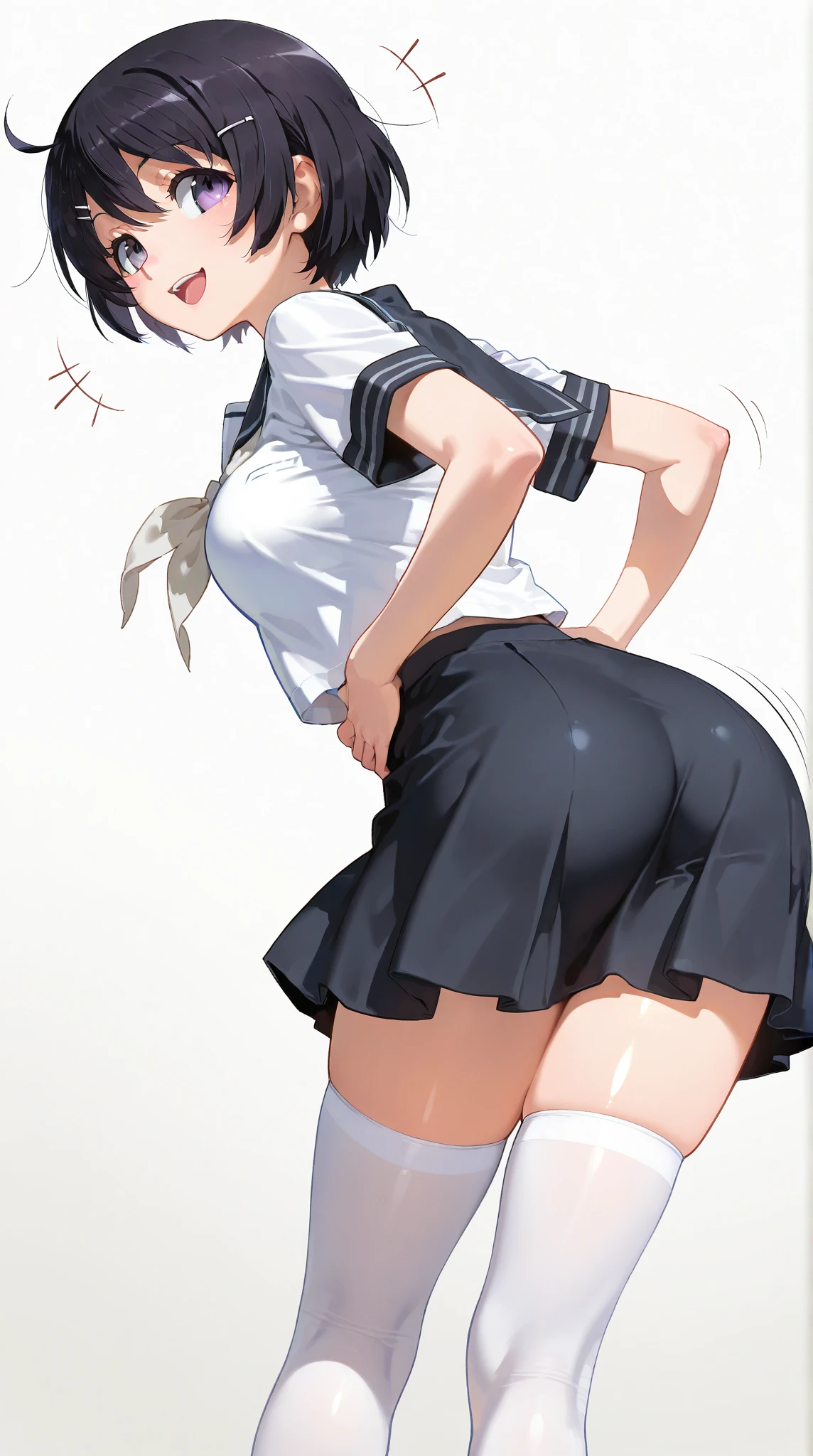 ((work of art)), ((best qualityer)), ((4K)), very beautiful and young girl,the short hem of shirts, Raise the hem of your shirt to show your belly, short shirt, white shirt, translucent camida, an extremely short skirt, Black Skirt, skirt a little transparent, pretty short skirt, the body would be on the coast, with a tight ass, very big ass, very big breasts, breast nipple showing on the shirt, the skirt doesn't cover the entire ass, ass showing, White-panties, calcinha bem fina, showing panties, very translucent panties, big ass and well pushed back. coastal body, com a very big ass aparecendo, shorter skirt e no nivel da virilha. Very translucent and thin panties, pantiesm tight, shorter skirt, 5 cm skirt, the hem of the skirt would be level with the crotch, her intimacy appears from behind too, a chubby intimacy.