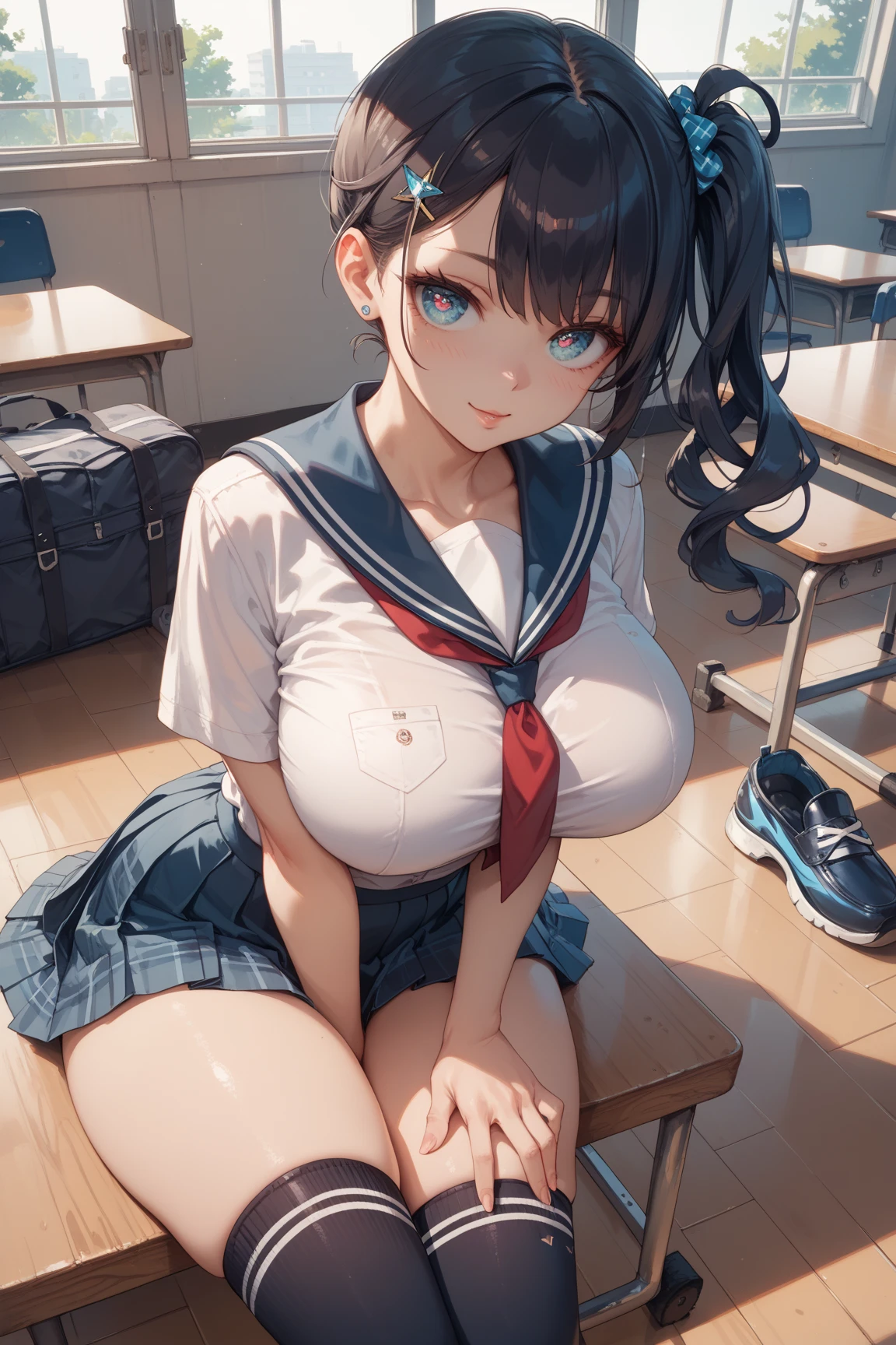 Naked Sailor Mercury、high school girl、Obscene pose、She's a pervert、blush、Breast size of F cup、Big Butt、Heavy sweat all over the body、Love juice drips from the pussy、Squirting from pussy、Love juice overflows、Excessive sweating from underarms、A lot of pubic hair growing from the pussy、Squat、Leg spread、Spread your legs wide、Opening the pussy with your fingerasturbation behavior、pantyhose:1.5