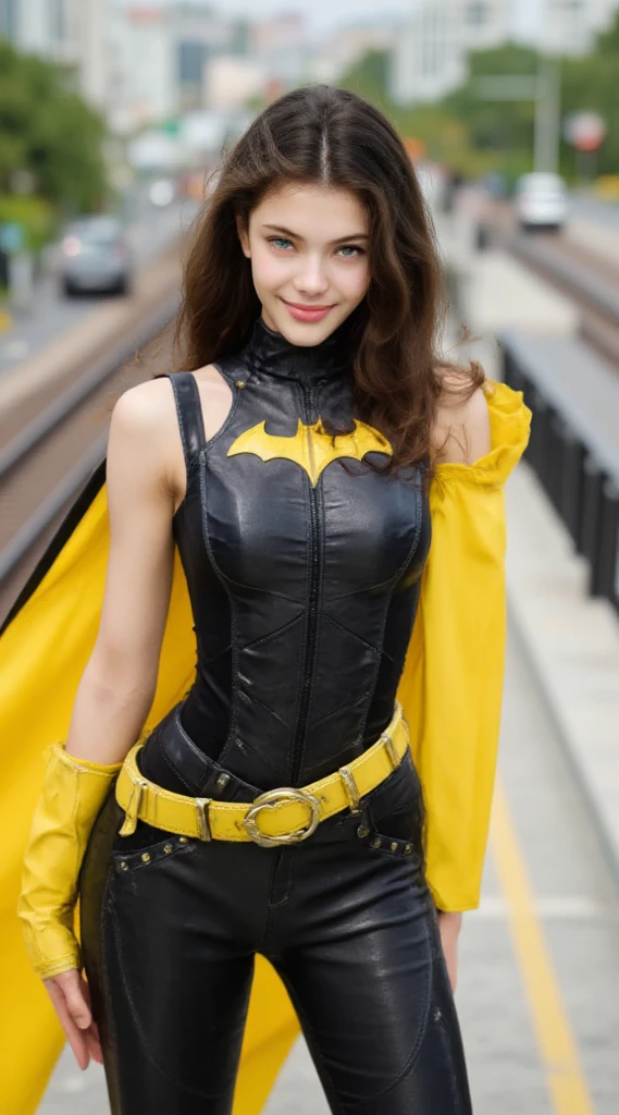(masterpiece), best quality, expressive eyes, perfect face, best quality, realistic, (high quality:1.3),(ultra-detailed), (high resolution), 1girl, small breasts, smooth skin, full body, the batman armor suit, <lora:waifumiia-04:1>