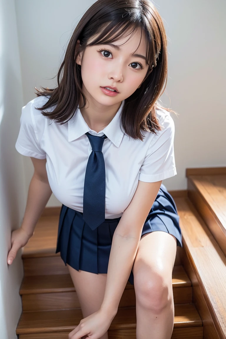 Masterpiece、highest quality、Woman 1、Male Body 1、Super detailed、nsfw　Black Hair　Japanese school girl uniform　Large Breasts、Soft thighs、Beautiful Belly、vagina、Pussy、clitoris、semen、Female organ、sexual organic matter　SEX、play sex、Sex、penis、Insert、vaginaにInsert、sexual organic matterをInsert、Spray sperm、A lot of sperm、Sperm-drenched、Intense sex、激しくInsert、Creampie