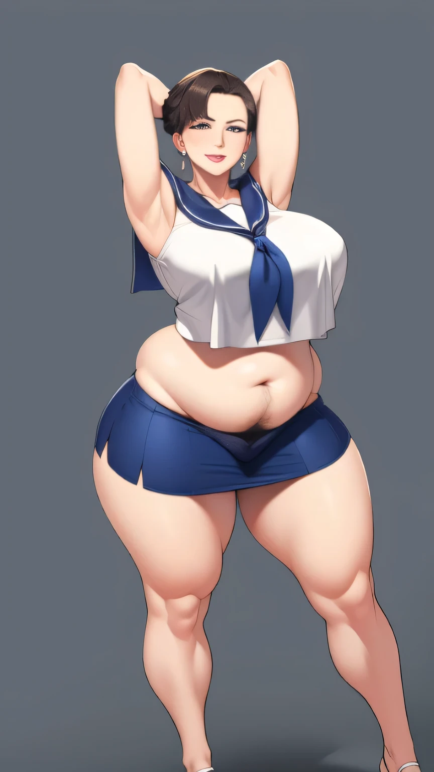 jogger shorts, Full body image of the daughter from Haha Musume Donburi Oppai Tokumori Bonyuu Shiru Dakude, full body in image, wearing her original outfit (school uniform or casual clothing), long black hair, female body, slender and youthful body, dynamic pose, detailed pose, simple background, expressive face showing a happy smile, focus on face, line art, sketch full body in image, full naked woman, naked body, (feet on image), bike shorts, simple hair, female naked body, curvy body, large hips, beautiful woman, thicc body, big thighs, voluptuous body, full thick body, dinamic pose, curve body. detalied pose, body, simple background, expressive face, focus on face, line art, sketch