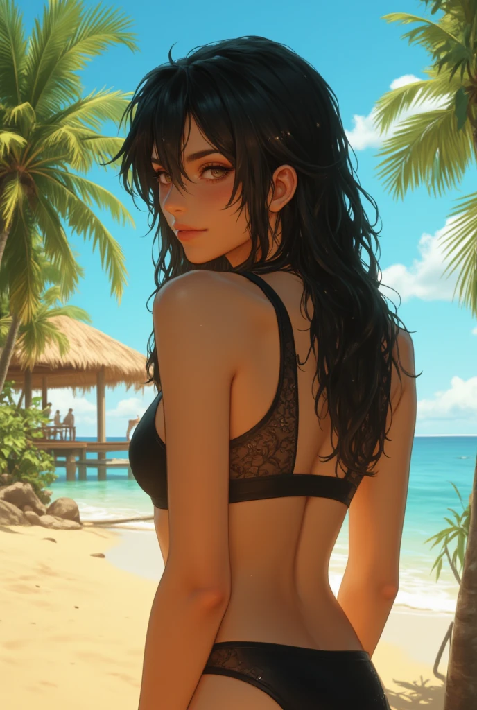 Anime girl in bikini posing on the beach, rainbow hair, cabelo multicolorido, praia no fundo, Artgerm extremamente detalhado, Modelo IG | Artgerm, menina anime sedutora, Artgerm. anime illustration, arte de anime digital detalhada, Artgerm 4K, estilo Artgerm, Ilya Kuvshinov. 4 mil, Artgerm em ArtStation Pixiv