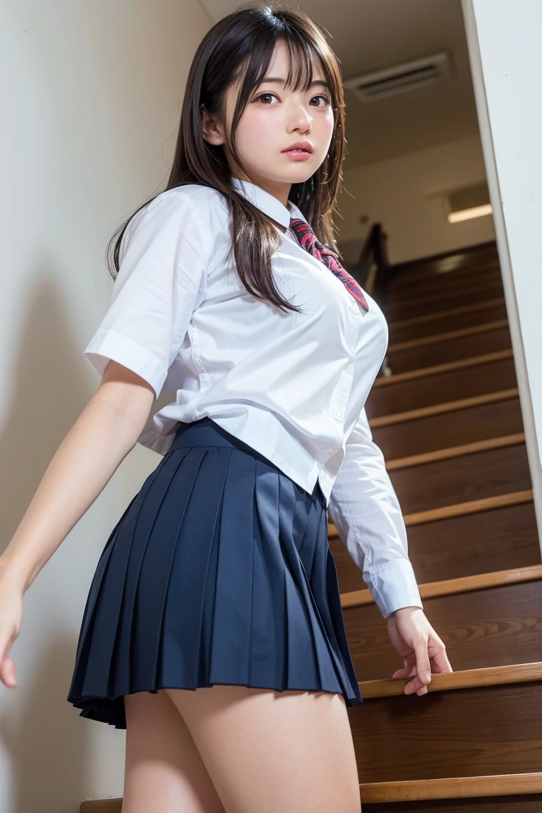 masterpiece, Highest quality, 8k, Young and beautiful girl, Baby Face、The clothes are big、photo shoot, Cute Face, Thighs, Bright classroom, (((Embarrassing)))、Embarrassing、No makeup, 10 generations, Detailed face, Background Blur、Tight waist、((((School uniforms、White shirt、Checked mini skirt、Lift up your skirt、Pussyを見せる、あなたのオPussyを見せて)))), Straight hair、Light brown hair、(((Please lift up your skirt sadly)))、Bright classroom、Thighs、((Apparently it's him'I am going to cry))、(((lift her skirt yourself)))、Pussy、Pussy , sexy Japanese samurai girl, undressing, hair pin, black hair, light freckles, emotionless face, taking off clothes seductively, nipple, topless, large saggy breasts, (puffy nipples:1.1), thick thighs, on her knees, kneeling, breasts exposed, asian, bangs, looking at viewer, dark theme, low light, in a dojo, blue background, blue cushions, velvet sheets, satin