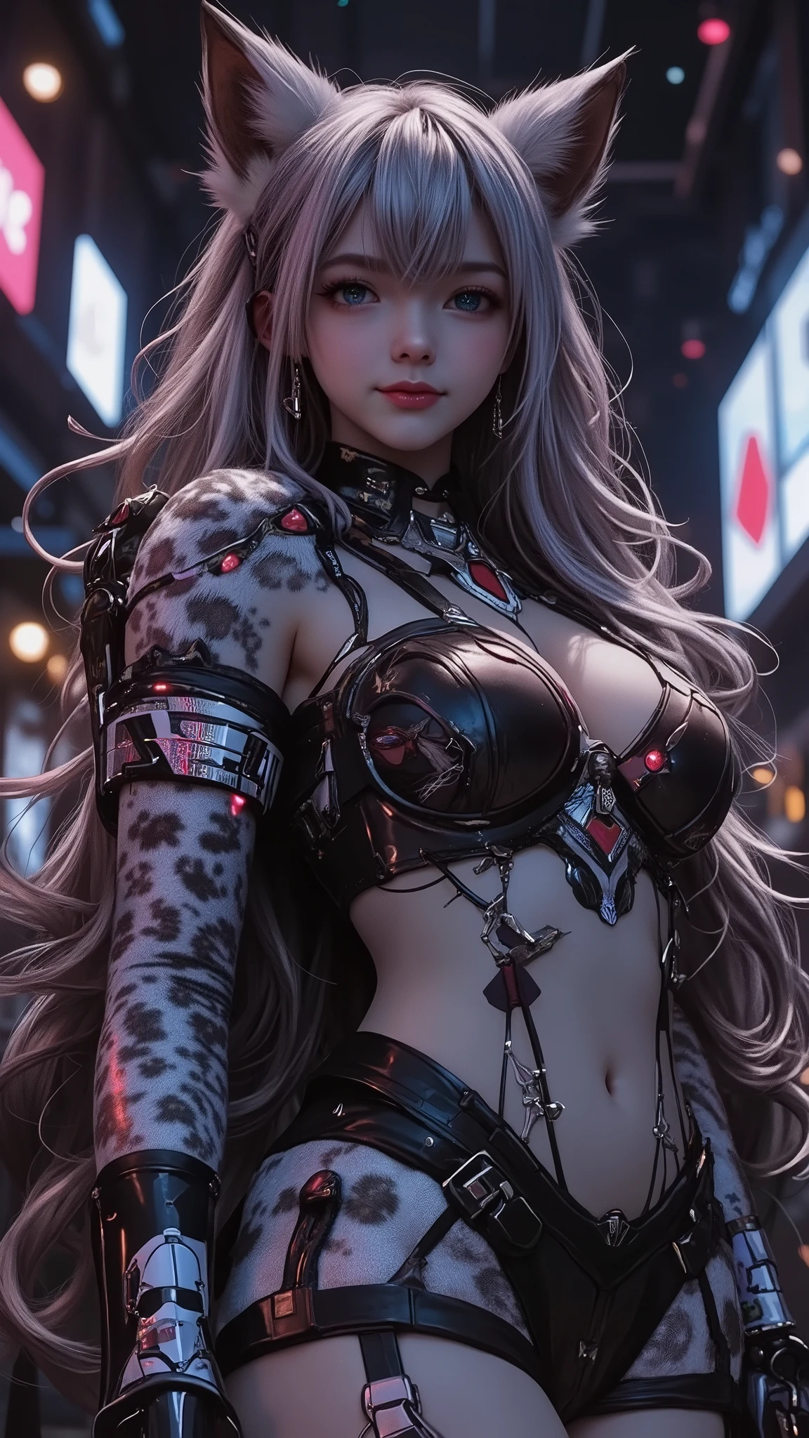 Anime, Anime style, masterpiece, best Quality, beautiful detailed eyes, beautiful detailed lips, very detailed eyes and face, Quality_masterpiece, detailed depiction of skin, solo, covered in fur, anthro, covered in fur leopard, Woman, Young adult, white fur, soft and fluffy fur, 手足の代わりにMeatball, Fox Tail, leopard ear , Meatball, beautiful , charming, glamorous body, big boobs, huge ass, Very Thick Thighs, pretty face, medium hair, messy hair, gray hair, blue eyes, EXCITING, happy, Smile Yan, wear mini tank tops, visible abdomen , wear sports shorts